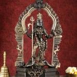 Pure Brass Superfine Handcrafted Goddess Bhadra Kali Statue 22" Black | Invoke Fierce Compassion | Divine Presence | Antique Midnight Black & Shine Gold Finish